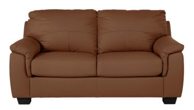 HOME Lukah 2 Seater Leather Sofa Bed - Tan.